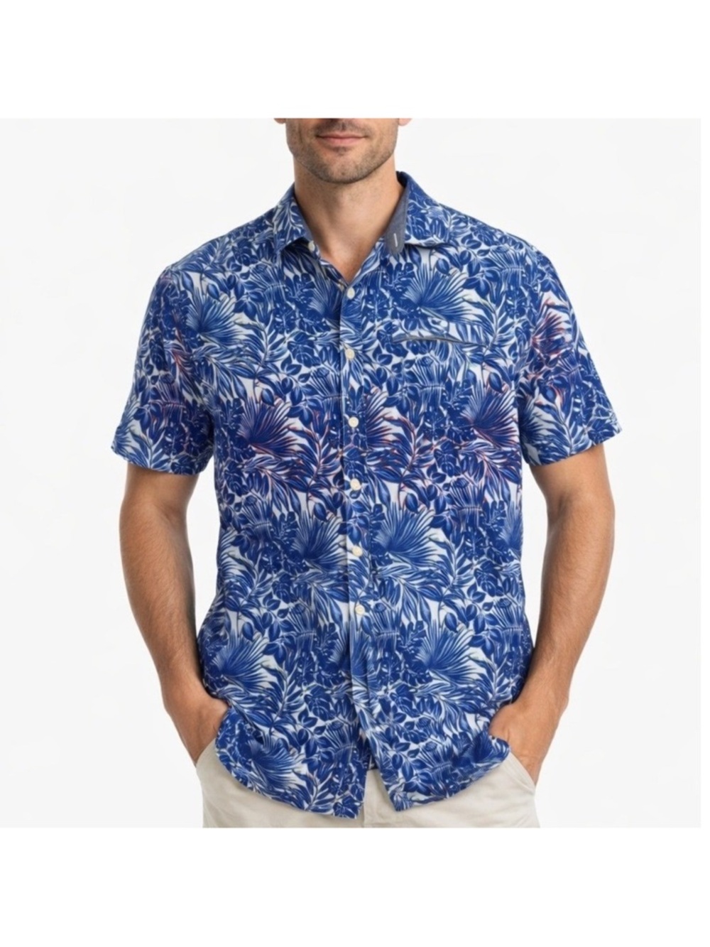Tommy Bahama Men's Tide Pool Palms Stretch Cotton Camp Shirt